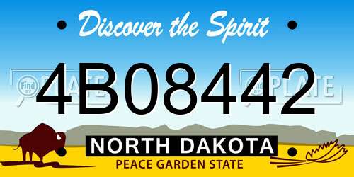 4B08442 North Dakota License Plate
