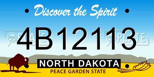 4B12113 North Dakota License Plate