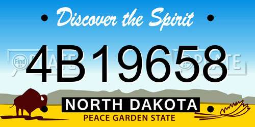 4B19658 North Dakota License Plate