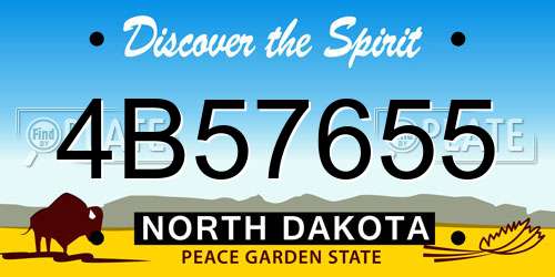 4B57655 North Dakota License Plate