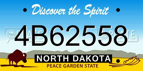 4B62558 North Dakota License Plate