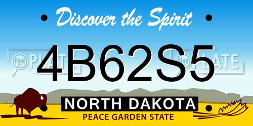 4B62S5 North Dakota License Plate