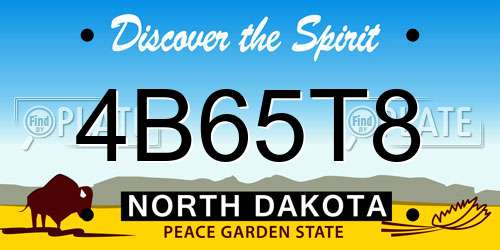 4B65T8 North Dakota License Plate