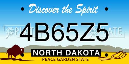 4B65Z5 North Dakota License Plate