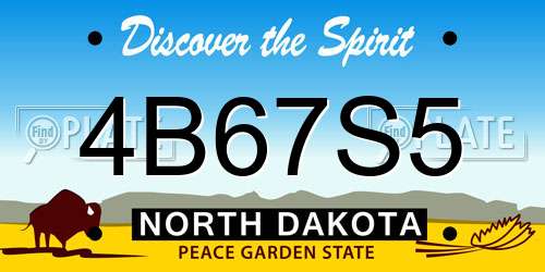 4B67S5 North Dakota License Plate