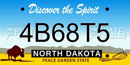 4B68T5 North Dakota License Plate