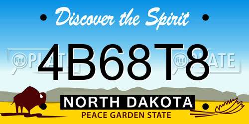 4B68T8 North Dakota License Plate