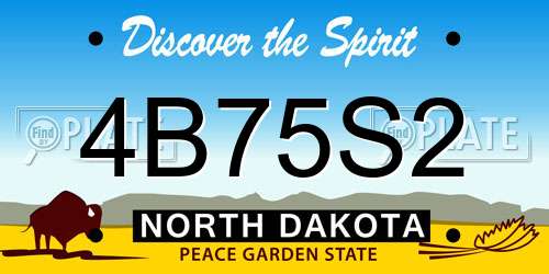 4B75S2 North Dakota License Plate
