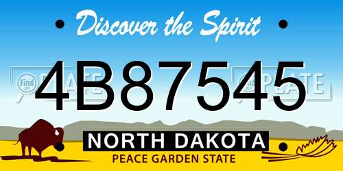 4B87545 North Dakota License Plate