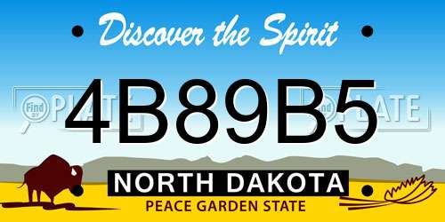 4B89B5 North Dakota License Plate