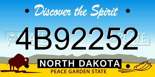 4B92252 North Dakota License Plate