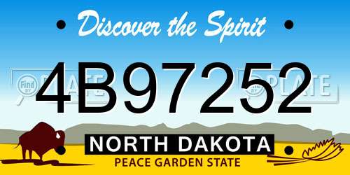 4B97252 North Dakota License Plate