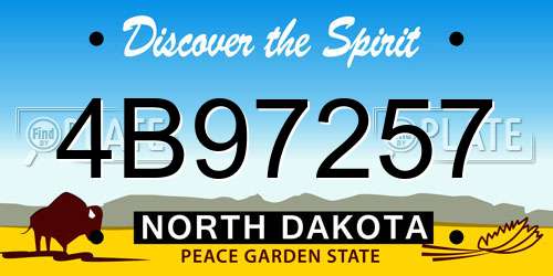 4B97257 North Dakota License Plate