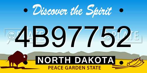 4B97752 North Dakota License Plate
