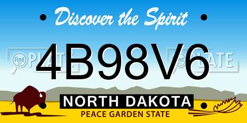 4B98V6 North Dakota License Plate