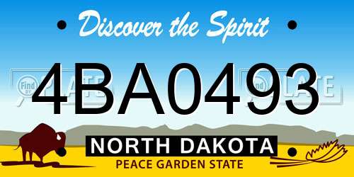 4BA0493 North Dakota License Plate