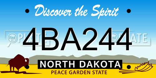 4BA244 North Dakota License Plate