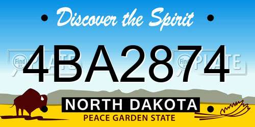 4BA2874 North Dakota License Plate
