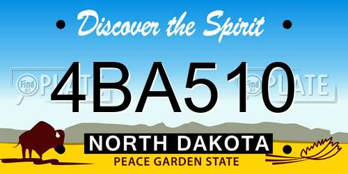 4BA510 North Dakota License Plate