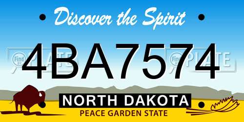 4BA7574 North Dakota License Plate