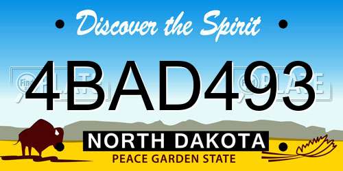 4BAD493 North Dakota License Plate