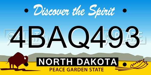 4BAQ493 North Dakota License Plate