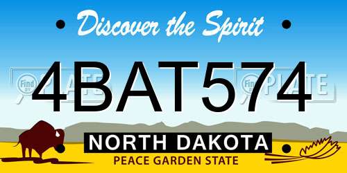 4BAT574 North Dakota License Plate