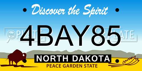 4BAY85 North Dakota License Plate