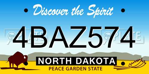 4BAZ574 North Dakota License Plate