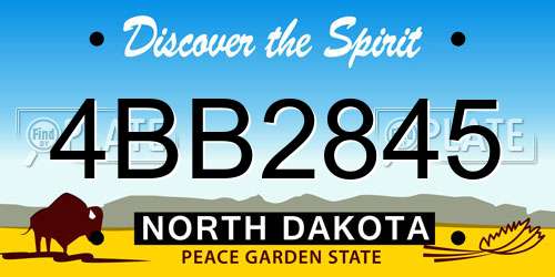 4BB2845 North Dakota License Plate