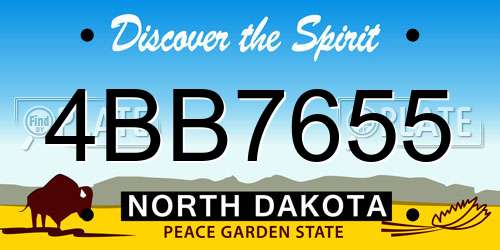 4BB7655 North Dakota License Plate