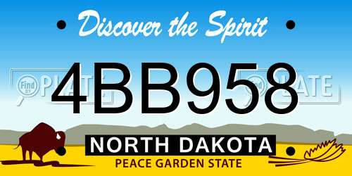 4BB958 North Dakota License Plate