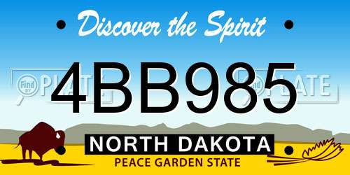 4BB985 North Dakota License Plate