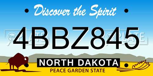 4BBZ845 North Dakota License Plate
