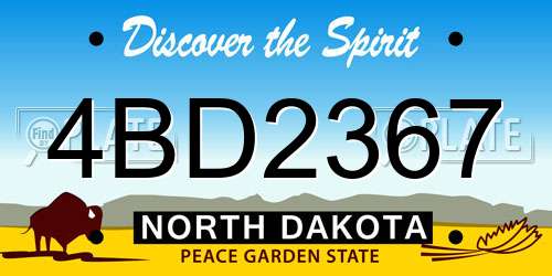 4BD2367 North Dakota License Plate