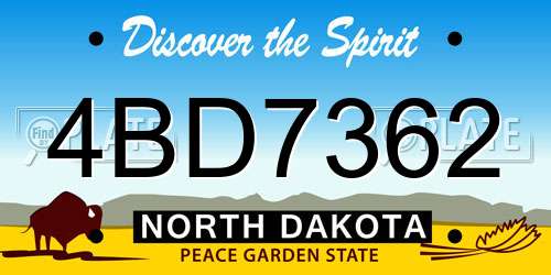 4BD7362 North Dakota License Plate