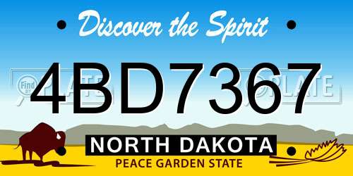 4BD7367 North Dakota License Plate