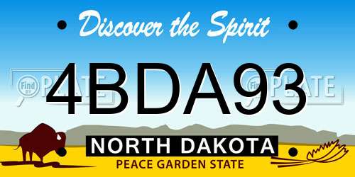 4BDA93 North Dakota License Plate