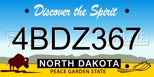 4BDZ367 North Dakota License Plate