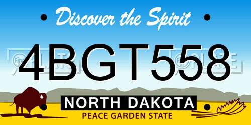 4BGT558 North Dakota License Plate