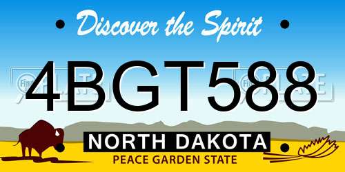 4BGT588 North Dakota License Plate