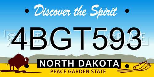 4BGT593 North Dakota License Plate