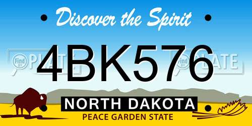 4BK576 North Dakota License Plate