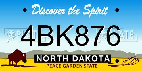 4BK876 North Dakota License Plate