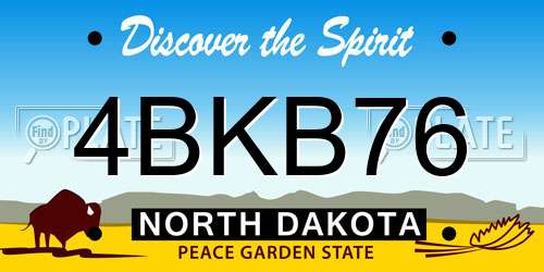 4BKB76 North Dakota License Plate