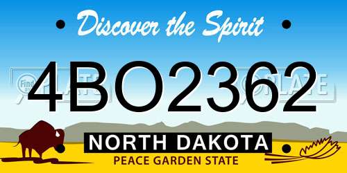 4BO2362 North Dakota License Plate