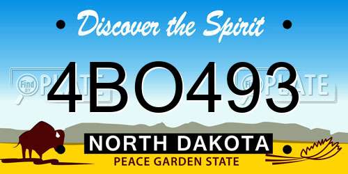 4BO493 North Dakota License Plate