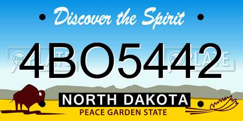4BO5442 North Dakota License Plate