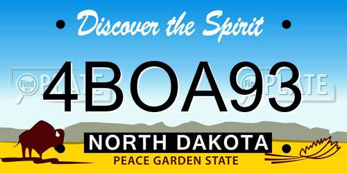 4BOA93 North Dakota License Plate