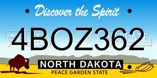 4BOZ362 North Dakota License Plate